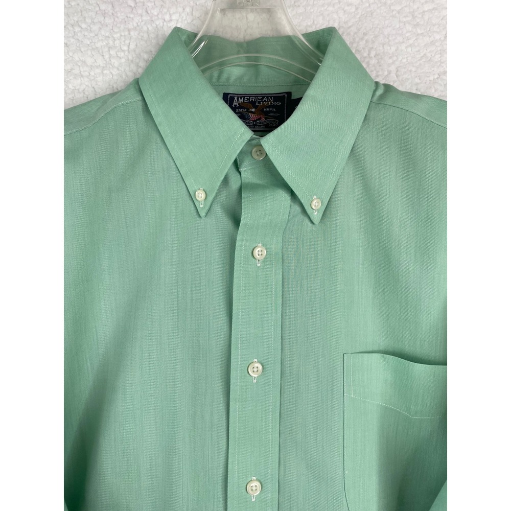 American Living Mens Mint Green Wrinkle Free‎ Button Down Shirt 16.5 34/35 Large